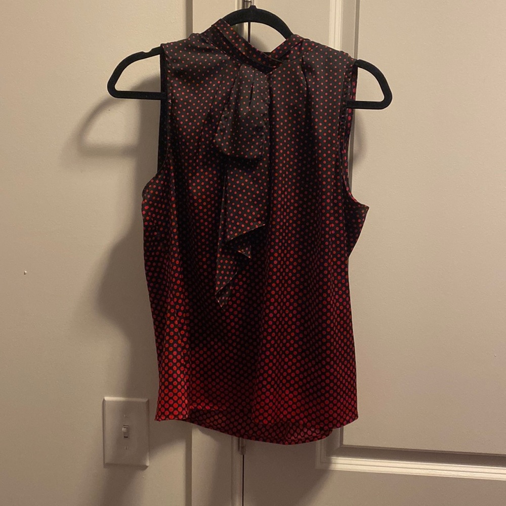 Red polka dot cut off blouse